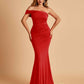Sexy Jersey One Shoulder Prom Dresses Mermaid Pleats Floor Length Unique
