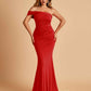 Sexy Jersey One Shoulder Bridesmaid Dresses Mermaid Pleats Floor Length Unique