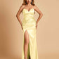 Sexy Satin Mermaid Long Bridesmaid Dresses Strapless Sweetheart Side Slit Floor Length
