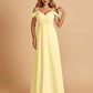 Chiffon Off-shoulder Long Bridesmaid Dresses V-neck Floor Length A-line For Sale