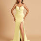 Satin Mermaid Long Prom Dresses Spaghetti Straps Sweetheart Side Slit Floor Length