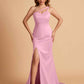 Elegant Satin One Shoulder Sweetheart Mermaid Long Bridesmaid Dresses