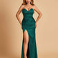 Sexy Satin Mermaid Long Bridesmaid Dresses Strapless Sweetheart Side Slit Floor Length