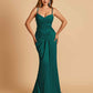 Satin Mermaid Sweetheart Prom Dresses Spaghetti Straps With Pleats Floor Length
