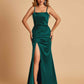 Sexy Satin Spaghetti Straps Prom Dresses Open Back Mermaid Floor Length Unique