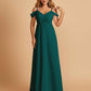 Chiffon Off-shoulder Long Bridesmaid Dresses V-neck Floor Length A-line