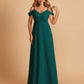 Chiffon Off-shoulder Long Prom Dresses V-neck Floor Length A-line