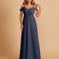 Chiffon Off-shoulder Long Prom Dresses V-neck Floor Length A-line