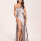 Sexy Satin One-shoulder Bridesmaid Dresses Side Slit Sheath Floor Length Long