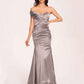 Satin One-shoulder Bridesmaid Dresses Pleats Floor Length Mermaid Long