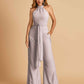 Chiffon Bridesmaid Jumpsuit Jewel Neck Sleeveless Floor Length With Pockets