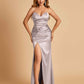 Sexy Satin Mermaid Long Bridesmaid Dresses Strapless Sweetheart Side Slit Floor Length