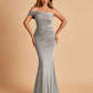 Sexy Jersey One Shoulder Prom Dresses Mermaid Pleats Floor Length Unique