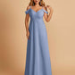 Chiffon Off-shoulder Long Bridesmaid Dresses V-neck Floor Length A-line For Sale