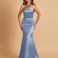 Sexy Satin Mermaid Bridesmaid Dresses One Shoulder Floor Length