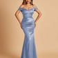 Satin Mermaid Off Shoulder Bridesmaid Dresses Sweetheart Floor Length