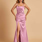 Sexy Satin Spaghetti Straps Prom Dresses Open Back Mermaid Floor Length Unique