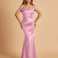 Satin Mermaid Off Shoulder Bridesmaid Dresses Sweetheart Floor Length