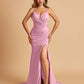 Satin Mermaid Long Bridesmaid Dresses Spaghetti Straps Sweetheart Side Slit Floor Length