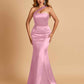 Sexy Satin Mermaid Bridesmaid Dresses One Shoulder Floor Length
