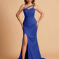 Elegant Satin One Shoulder Sweetheart Mermaid Long Bridesmaid Dresses