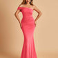 Sexy Jersey One Shoulder Prom Dresses Mermaid Pleats Floor Length Unique