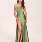 Sexy Satin One-shoulder Bridesmaid Dresses Side Slit Sheath Floor Length Long