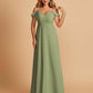 Chiffon Off-shoulder Long Bridesmaid Dresses V-neck Floor Length A-line For Sale
