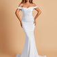 Jersey Mermaid Prom Dresses Off Shoulder Sweetheart Pleats Floor Length