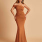 Sexy Jersey One Shoulder Prom Dresses Mermaid Pleats Floor Length Unique