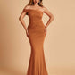 Sexy Jersey One Shoulder Bridesmaid Dresses Mermaid Pleats Floor Length Unique