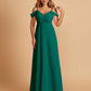 Chiffon Off-shoulder Long Bridesmaid Dresses V-neck Floor Length A-line For Sale