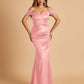 Satin Mermaid Off Shoulder Bridesmaid Dresses Sweetheart Floor Length