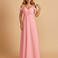 Chiffon Off-shoulder Long Bridesmaid Dresses V-neck Floor Length A-line