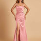 Sexy Satin Spaghetti Straps Prom Dresses Open Back Mermaid Floor Length Unique