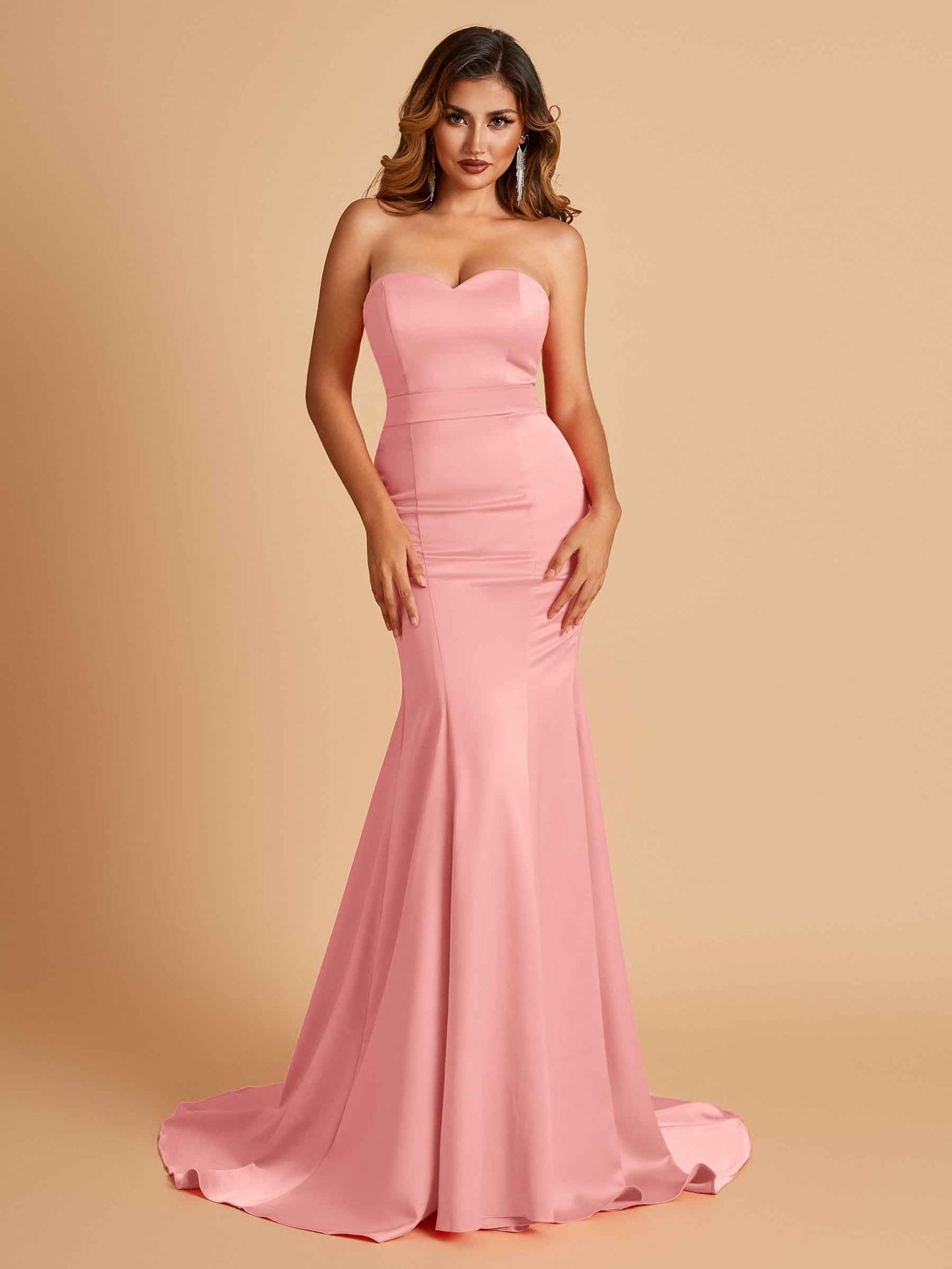 Sexy Satin Sweetheart Mermaid Prom Dresses Strapless Floor Length