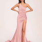 Jersey One-shoulder Prom Dresses Open Back Pleats Side-Slit With Train Long