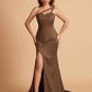 Elegant Satin One Shoulder Sweetheart Mermaid Long Bridesmaid Dresses