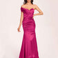 Satin One-shoulder Bridesmaid Dresses Pleats Floor Length Mermaid Long