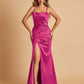 Sexy Satin Spaghetti Straps Prom Dresses Open Back Mermaid Floor Length Unique