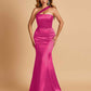Sexy Satin Mermaid Bridesmaid Dresses One Shoulder Floor Length