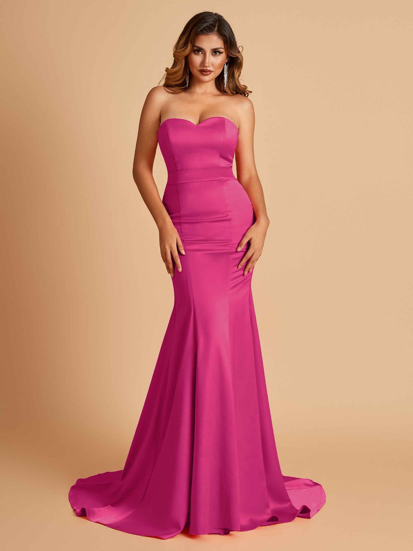 Sexy Satin Sweetheart Mermaid Prom Dresses Strapless Floor Length