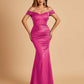 Satin Mermaid Off Shoulder Bridesmaid Dresses Sweetheart Floor Length