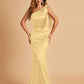 Sexy Satin One Shoulder Bridesmaid Dresses Long Zipper Side Floor Length Sheath