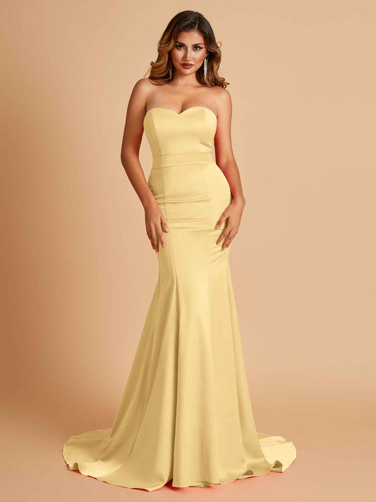 Sexy Satin Sweetheart Mermaid Bridesmaid Dresses Strapless Floor Length