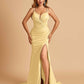 Satin Mermaid Long Prom Dresses Spaghetti Straps Sweetheart Side Slit Floor Length