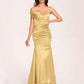 Satin One-shoulder Bridesmaid Dresses Pleats Floor Length Mermaid Long