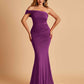Sexy Jersey One Shoulder Bridesmaid Dresses Mermaid Pleats Floor Length Unique