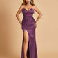 Sexy Satin Mermaid Long Bridesmaid Dresses Strapless Sweetheart Side Slit Floor Length