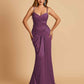 Satin Mermaid Sweetheart Prom Dresses Spaghetti Straps With Pleats Floor Length